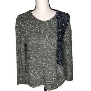 Habitat Light Olive and Black Color-block Cotton Sweater